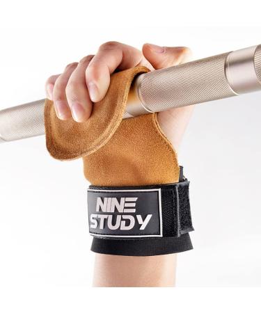 Lanontaosta tensile aid leather lifting straps for bodybuilding weight lifting strength training & fitness - especially for heavy weights developed - extra strong leather lifting straps for women and men (3mm beef) brown