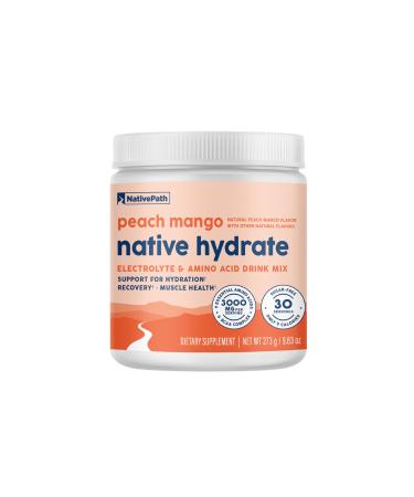 NativePath Native Hydrate Zero Sugar Electrolytes Powder with BCAAs Peach Mango Hydration Powder Keto & Paleo Friendly 30 Servings