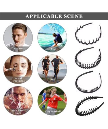 Roxnvm Elastic Hair Bands for Men - 4 Pack Zigzag Sports & Yoga Accessories Matt Black Hair Ties with Long Teeth - Buy Online on GoSupps.com