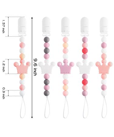 QIMGIC 5pcs Crown Pacifier Clip Teether for Girls - Cute Teething Soothie Toy with Clips | Baby Shower Gift - Buy Online on GoSupps.com