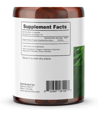 Neem Herbal Supplement 1000mg - 90 Capsules - Supports Skin Immune & Liver Health Detox Vegan Capsules Gluten-Free (1) - Buy Online on GoSupps.com