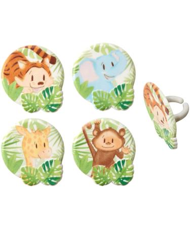 Baby Zoo Animals Cupcake Rings Cake Decorations - 24 ct