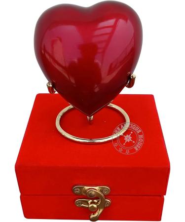 Red Heart Cremation Keepsake Urn with Brass Stand - Mini Pet Memorial - Buy Online on GoSupps.com