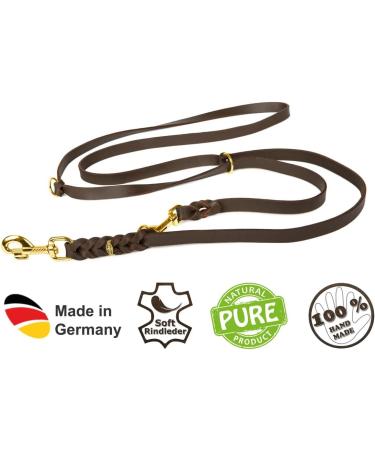 Handmade COPCOPET Fat Leather Dog Leash - 3-Way Adjustable Soft Leather with Brass Fittings 100% German Craftsmanship (3.50m x 12mm Red) - Buy Online on GoSupps.com