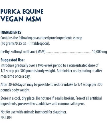 PURICA Equine Vegan MSM Powder - Pure & Organic Horse Supplement for Joint Support 1kg 1 kg (Pack of 1) - Buy Online on GoSupps.com