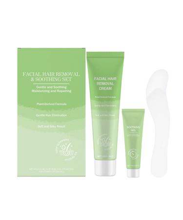 Hair Removal Cream for Women 2-in-1 Soothing Skin Care Products | Facial Hair Removal Cream Kit for Daily Use Holidays Weddings Summer Travel Beach Brides Women