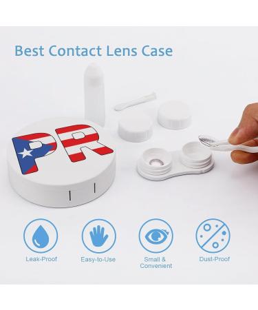 Puerto Rico Flag Round Case For Contact Lens Kit Storage Box with Mirror Printed - Buy Online on GoSupps.com