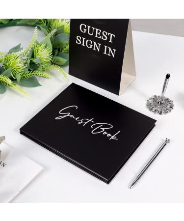 Wedding Guest Book with Pen Black Guest Book for Wedding Reception Party Funeral Memorial Baby Shower Birthday Graduation Guest Book 2023 Thick Paper with Silver Foil - Buy Online on GoSupps.com