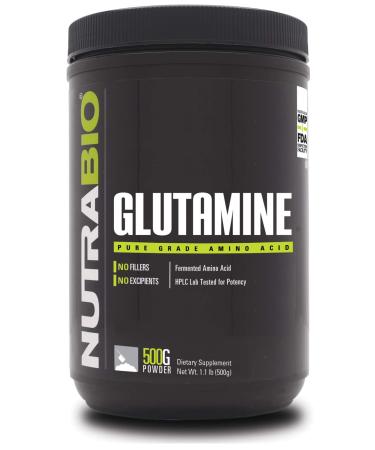 NutraBio L-Glutamine Powder - Amino Acid - Pure Grade: Absolutely no Additives, Fillers or Excipients! - Muscle Recovery Supplement - (500 Grams) 1.1 Pound (Pack of 1)