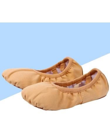 Lalafina Flat Yoga Shoes Folding Canvas Ballet Slippers for Kids | Hard Head Dance Shoes in Light Brown (Size 36) - Buy Online on GoSupps.com