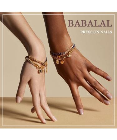 BABALAL Black Acrylic Coffin Press on Nails - Swirl Medium Ballerina False Nails for Women/Girls | Glossy Finish | 018-CRJC - Buy Online on GoSupps.com