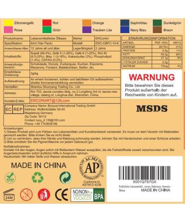 Buy Ercorart Fat-Soluble Food Coloring - 10 Highly Concentrated Oil-Based Colors for Chocolate Icing & More - 6ml Each - International Shipping Available - Buy Online on GoSupps.com