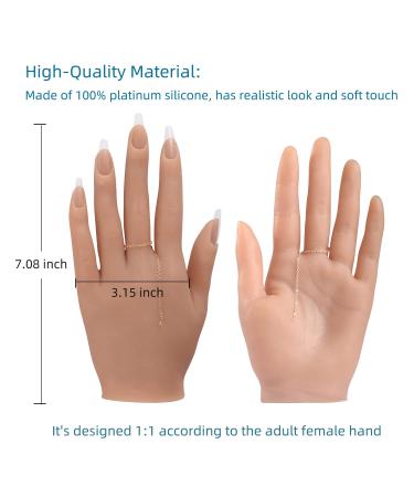 YEEFAIRY Silicone Practice Hand for Acrylic Nails | 528pcs Nail Tips | Soft Realistic Mannequin Hand for Nail Art Practice | Flexible Bendable Fake Hand for Tattoo & Jewelry Display (Bronze, Left) - Buy Online on GoSupps.com