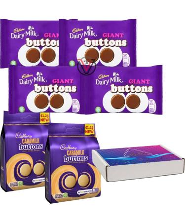 02 x Caramilk Golden Caramel Buttons Bag 90g & 04 x Dairy Milk Giant Buttons Bag 40g - 06 Mixed Bags - Buy Online on GoSupps.com