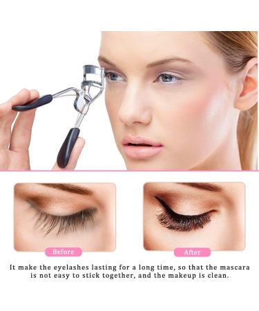 4 in 1 Eyelash Curler Kit for Women - Black Lash Curler Comb Eyebrow Brush & 4 Refill Pads for Perfect Curved Eyebrows - Buy Online on GoSupps.com