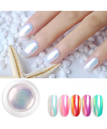 Nail Art Powder Holographic Pearl Nail Powder Art Pigment Powder with Sponge Stick Mirror Effect Pigment Manicure Glitter for DIY Nail Decoration - Buy Online on GoSupps.com