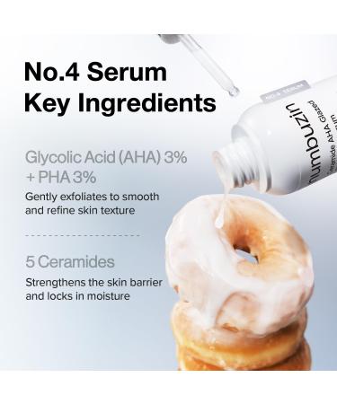 numbuzin No.4 Ceramide AHA PHA Glazed Skin Prep Serum Gentle Exfoliating Serum with Glycolic Acid & PHA for Smooth Texture & Glass Skin Glow 1.01 fl oz - Buy Online on GoSupps.com