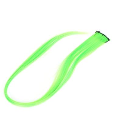 Bright Color Straight Hairpiece Clip for Hair Extension About 55cm Length High Temperature Synthetic Suitable Daily Use (Fluorescent Green)