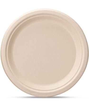 100% Compostable 9 Inch Heavy-Duty Paper Plates 125 Pack - Eco-Friendly Disposable Sugarcane Plates - Brown Unbleached 9'' Round - Kraft 125 Count - Buy Online on GoSupps.com