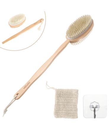 Detachable Dual-Sided Long Handle Shower Bath Brush with Soft and Stiff Bristles Back Scrubber Body Exfoliator Dry Brush Mlifasty