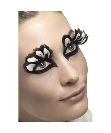 Amakando feather eyelashes artificial eyelashes black and white feather eyelashes false eyelashes single eyelashes carnival make-up