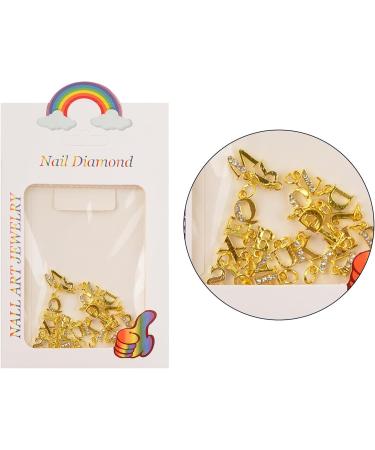 FEIlei 26Pcs Pierced Hoop Alphabets 3D Nail Art Charms A-Z Dangle Letter Nail Decors - Buy Online on GoSupps.com