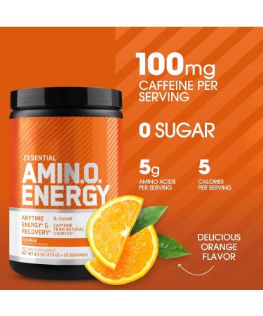 ON Essential Amino Energy | Amino Acid & Energy Formula | 5 Grams of Amino Acids 100 mg of Naturally Sourced Caffeine 5 Calories Sugar Free | 30 Servings (Orange) Orange 30 Servings (Pack of 1) - Buy Online on GoSupps.com