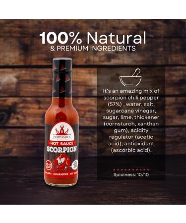 Poppamies Scorpion Hot Sauce Extra Hot Trinidad Scorpion Chili Gluten Free Vegan 150ml | 10+/10 Spiciness - Buy Online on GoSupps.com