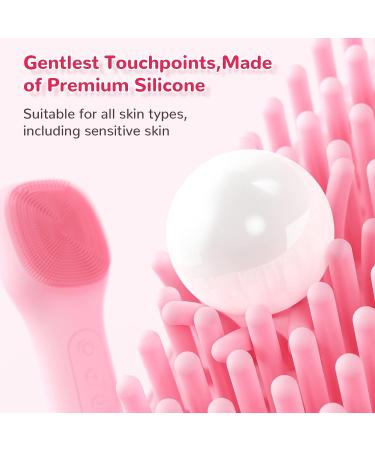 CareYou Electric Facial Cleansing Brush - Rechargeable Silicone Face Scrubber for Deep Cleansing - 40 Days Long-Lasting - Heating Mode - IPX7 Waterproof - Pink - Buy Online on GoSupps.com