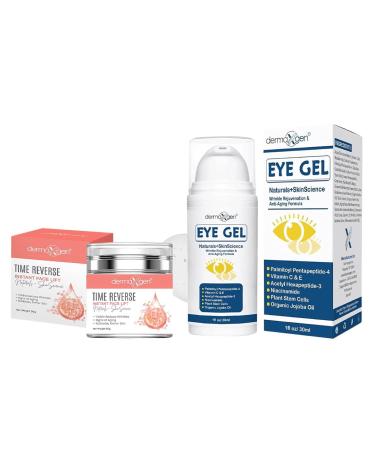 DERMAXGEN Face Lift Cream & Eye Gel Bundle Organic Peptide Skincare with Matrixyl 3000 Plant Stem Cells & Arginine Hydrating Duo for Neck Chest & Under Eyes Smooth Brighten & Refresh Look