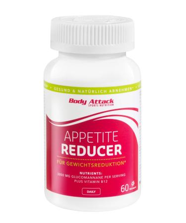 Body Attack Appetite Reducer FEM - 60 capsules - Appetite suppressant to support natural weight loss & weight especially for women 3300 mg glucomannane/ portion vitamin B12 vegan