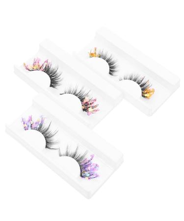 SOESFOUFU 3 Pairs Fluorescent False Eyelashes colored lash extensions makeup eyelashes long fake eyelash lashes costume cosmetic lashes artificial 3d High-grade fiber extend