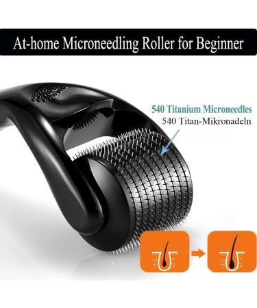 Zemolo Dermaroller 0.5mm - Microneedling Roller for Hair Care Face & Body | 540 Needles | Black Derma Scooter for Men & Women - Reduce Stretch Marks & Large Pores - Buy Online on GoSupps.com