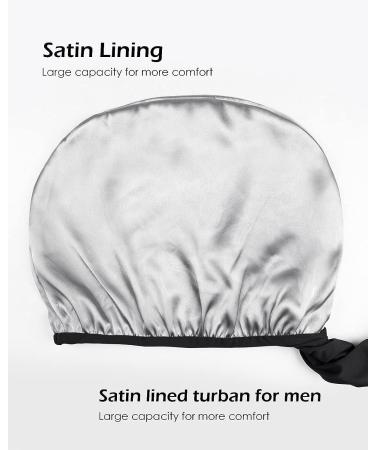Satin Lined Halo Turban Set for Men - X-Large Black & Dark Heather Grey - Buy Online on GoSupps.com