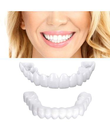Flipped warm tooth screaming upper and lower artificial teeth dentures Perfect smile for men and women removable false teeth temporary tooth veneer for tooth whitening 2PCs