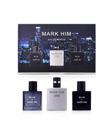 Men's Blue 3-Piece sampler pack Set for Men Orange & Vanilla & sandalwoo Notes Individually Travels-Size 30ml Eau De Parfum fragrance