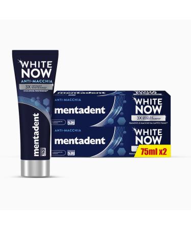 Mentadent Mentadent White Now Anti-Stain Toothpaste Whitening Toothpaste with White-Correct and White-Infinity Technology 2 x 75 ml