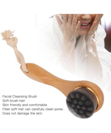 Manual Facial Cleansing Brush - Soft Fiber Deep Pore Cleaner for Men & Women - Beech Handle Skin Scrubber - Buy Online on GoSupps.com
