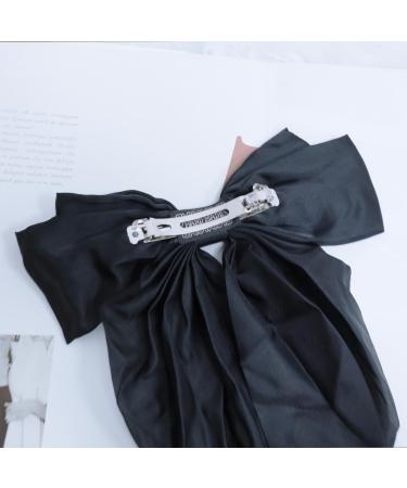 W WEILIRIAN Satin Hair Bow Long Bow Hair Clips Band Hair Clips Clip Large Plain Hair Bun Hair Pin French Hair Clip Scrunch ies Horse Tail Accessories (Black) - Buy Online on GoSupps.com
