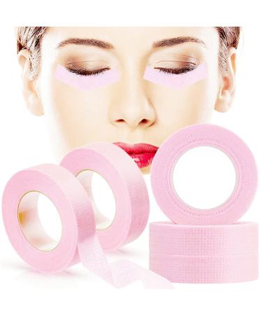 Lash Tape - Akissos 6 Pcs Breathable & Tear by Hand Eyelash Extension Tape - Under Eye Tape Fabric Tapes Professional & Individual Eye Tools for Lash Extension/Lash Lift - 0.5'' x10 Yards Pink