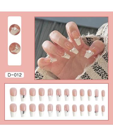 WOOXDYUK Nail Art Set - 24 French Tip Press On Nails with Jelly Glue Nail Rub & Remover | Medium French Style Chain Nails for Perfect Nail Art - Buy Online on GoSupps.com