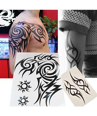 Kotbs 8 Sheets Waterproof Large Temporary Tattoos Men Tribal Totem Tattoo Sticker Make up Body Art Fake Tattoo Set 4: Tribal Tattoos (8 Sheets)