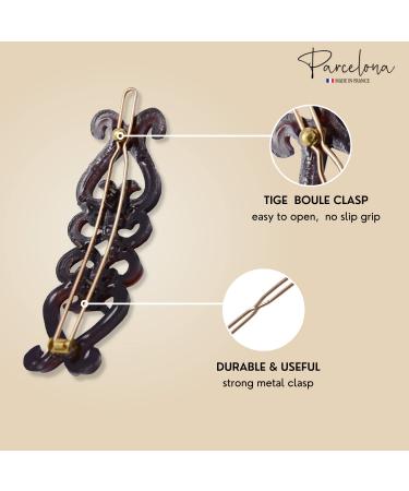 Parcelona French Little Hearts Shell Black Small Celluloid Acetate Side Slide Barrette Snap on Hair Clips (4 Pack) - Buy Online on GoSupps.com