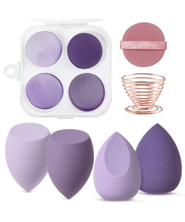 AUAUY 6 Pcs Makeup Sponges Blender Set 4 Pcs Professional Beauty Sponge Foundation Blending Blender with 1 Sponge Holder 1Powder Puff Multi-colored Makeup Sponges for Cream Liquid and Powder 4pcs-Purple - Buy Online on GoSupps.com