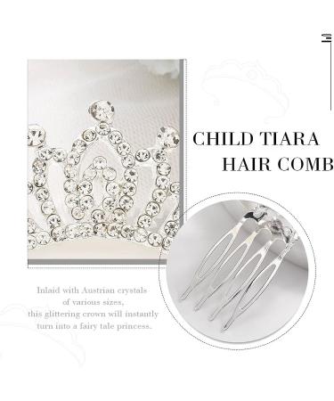 Kilshye Girl Silver Tiara Comb Set - Rhinestone Princess Prom Hair Accessories for Kids - Buy Online on GoSupps.com