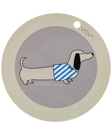 OYOY 1101000 Mini Dachshund Slinkii Place Mat for Children Baby Wipeable 100% Silicone Washable Diameter 39 cm