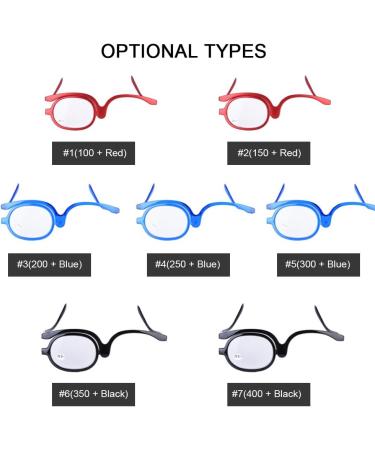 Magnify Eye Makeup Glasses Makeup Glasses Flip Up Lens Single Lens Rotating Eye Glasses Women Cosmetic Makeup Essential Tool Gafas De Maquillaje Lentes Para Maquillarse (250+Blue) - Buy Online on GoSupps.com
