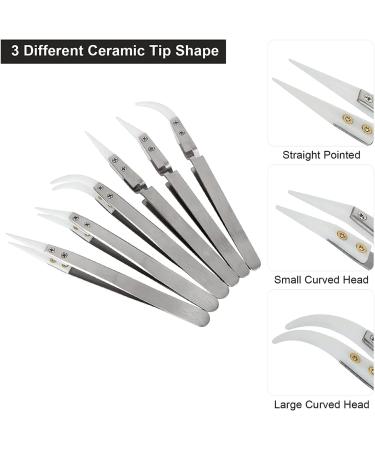 Bumdenuu 1Set Non- Ceramic Tweezers Anti-Magnetic Pointed and Curved Tips Tweezers Set - Buy Online on GoSupps.com