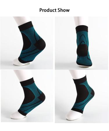 3 Pairs Level 2 Compression Ankle Braces - Open Toe Sport Sleeve Socks for Arch Support & Achilles Pain Relief - Large Blue - Buy Online on GoSupps.com