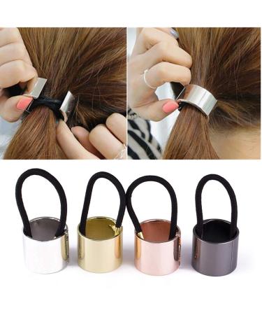 Cuhair 1 piece women girls hand polishing smooth ponytail holder clip hair tie hair accessories for ladies metal zinc alloy (rose)